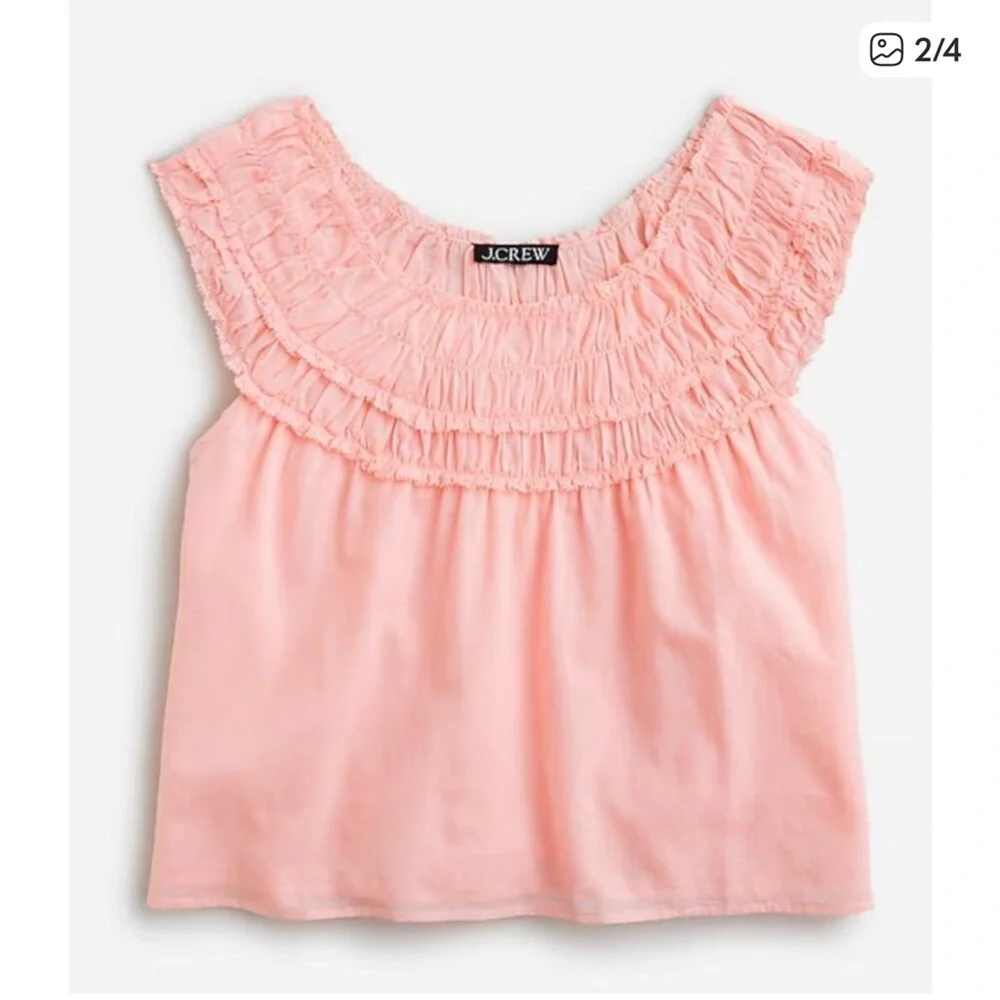 J. Crew Rosalie Smocked Pink Cotton Voile Blouse💗